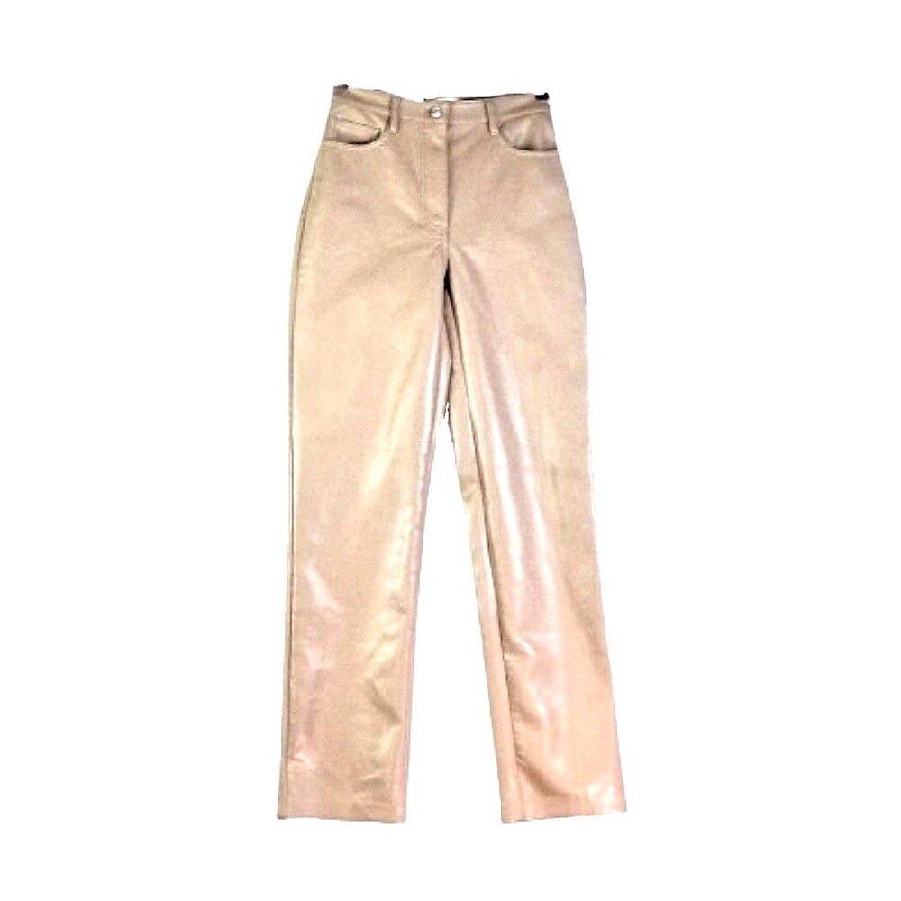 WILFRED Melina Pant High Waisted Tan Vegan Leather Pants Sz 2 Aritzia - Picture 2 of 10